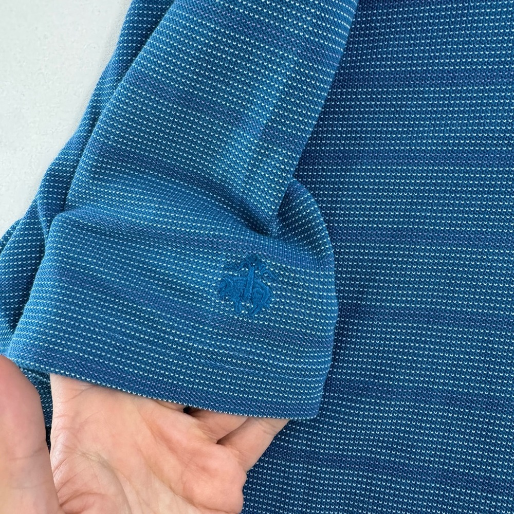 Brooks Brothers Men's Performance Polo Shirt Blue Striped Short Sleeve XL Preppy - Picture 4 of 9